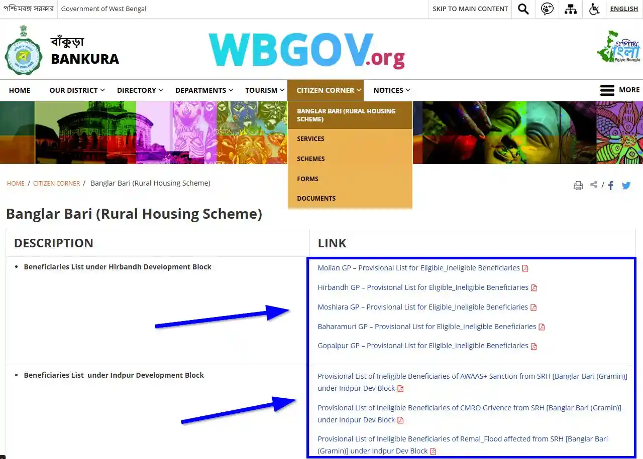 Bankura Banglar Bari List 2025